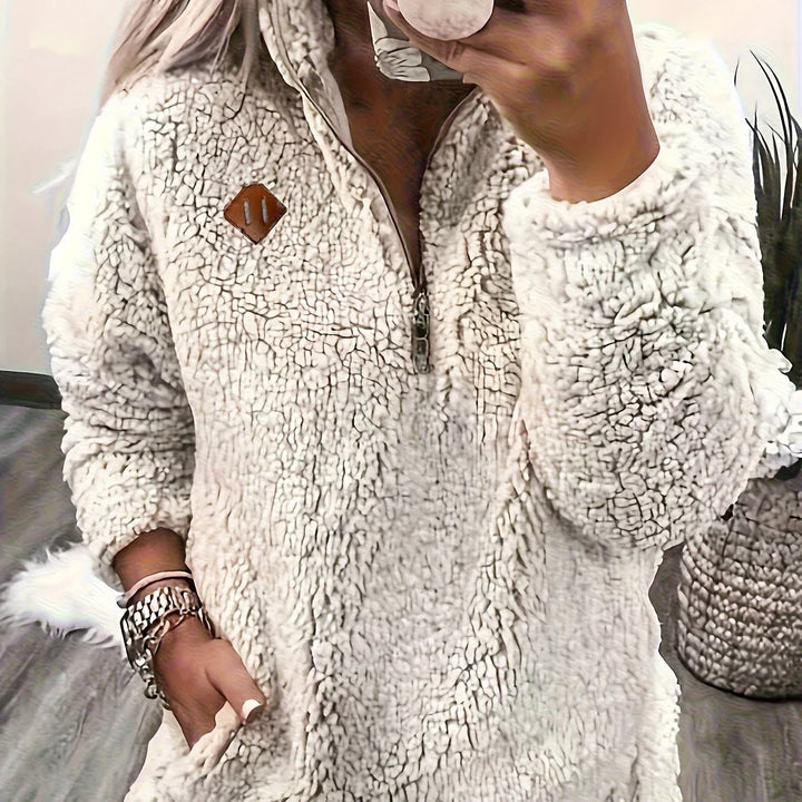 Ayla – Ultra-Soft High-Neck Fleece Pullover - MABEL LONDON