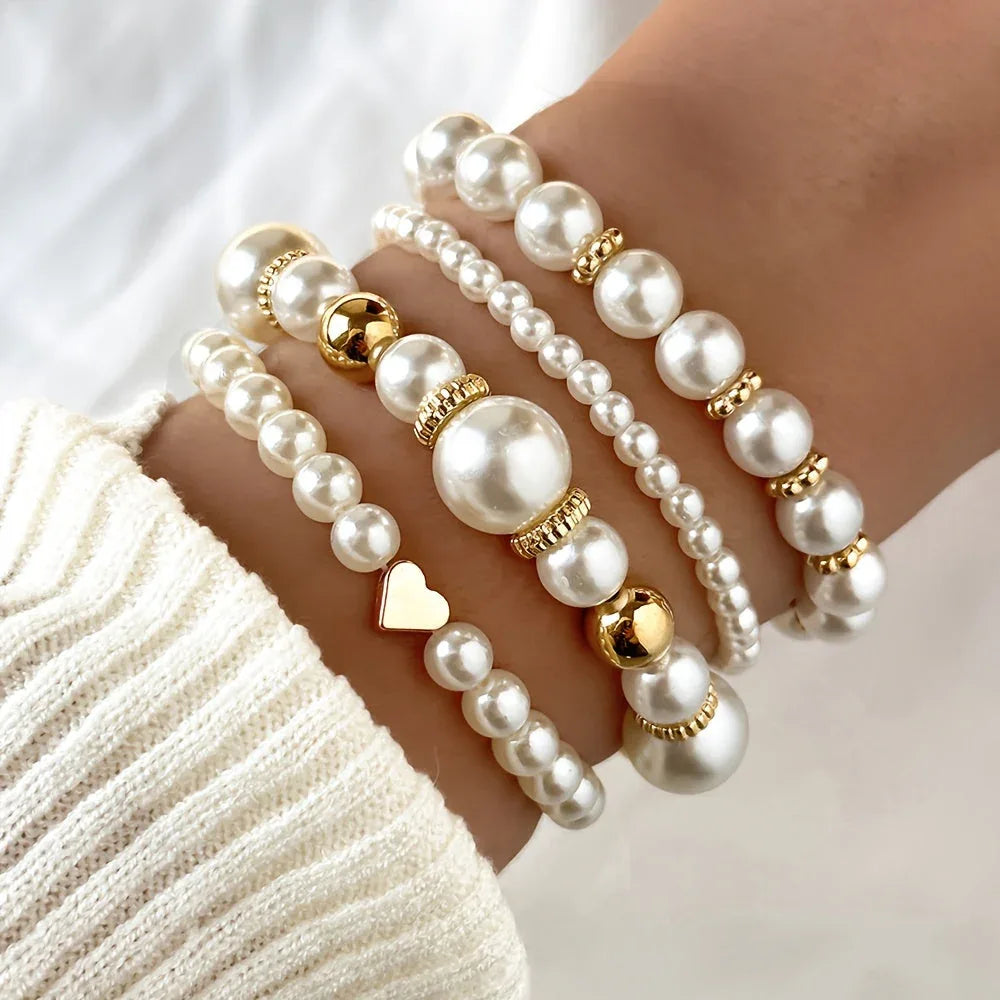 Pearl Heart Bracelet Set - MABEL LONDON