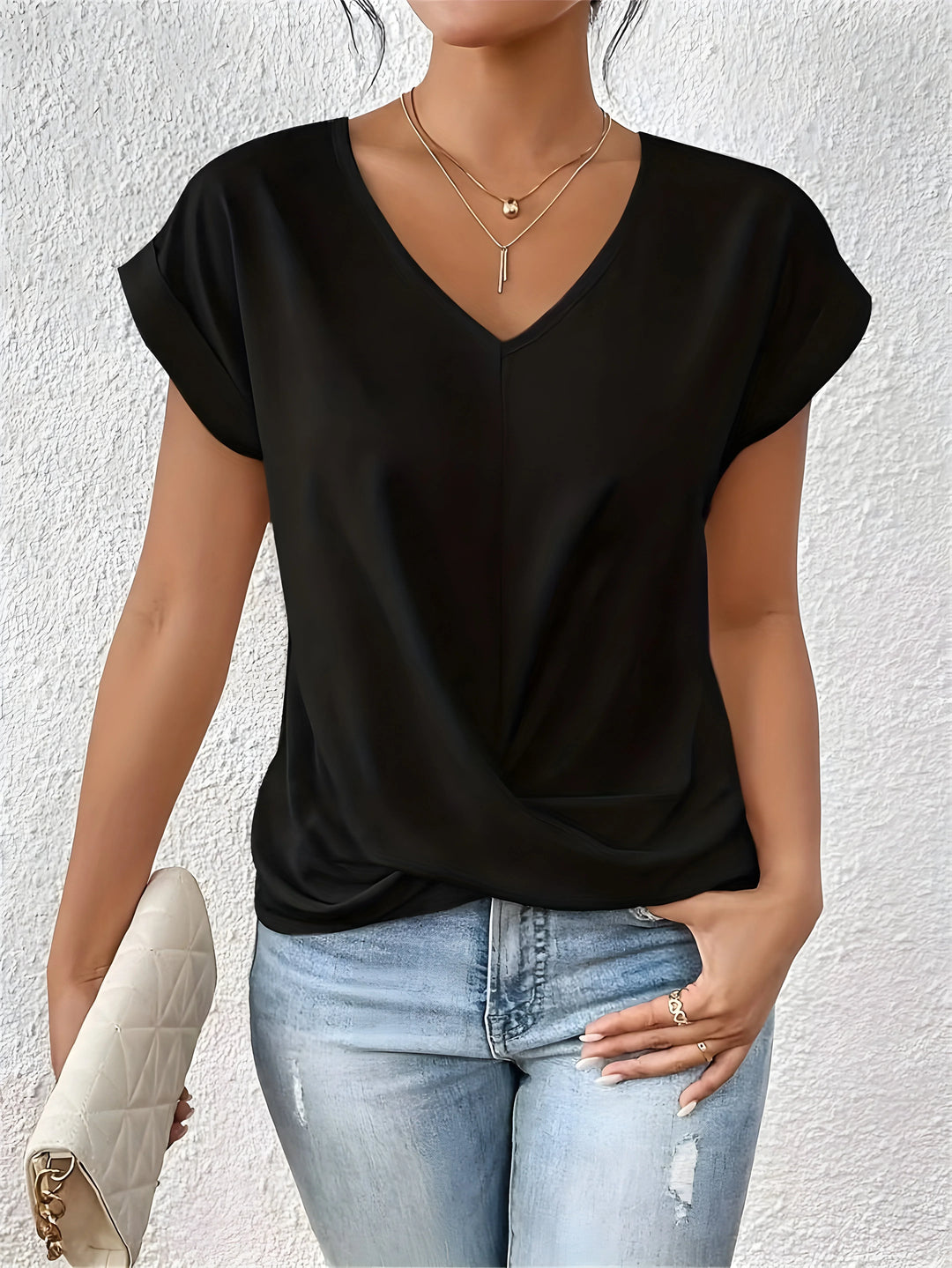 Maia | Twist Front V-Neck Top - MABEL LONDON