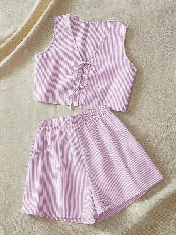 MOESHA™ - Chic Summer Sleeveless Vest and High-Waist Shorts Set - MABEL LONDON