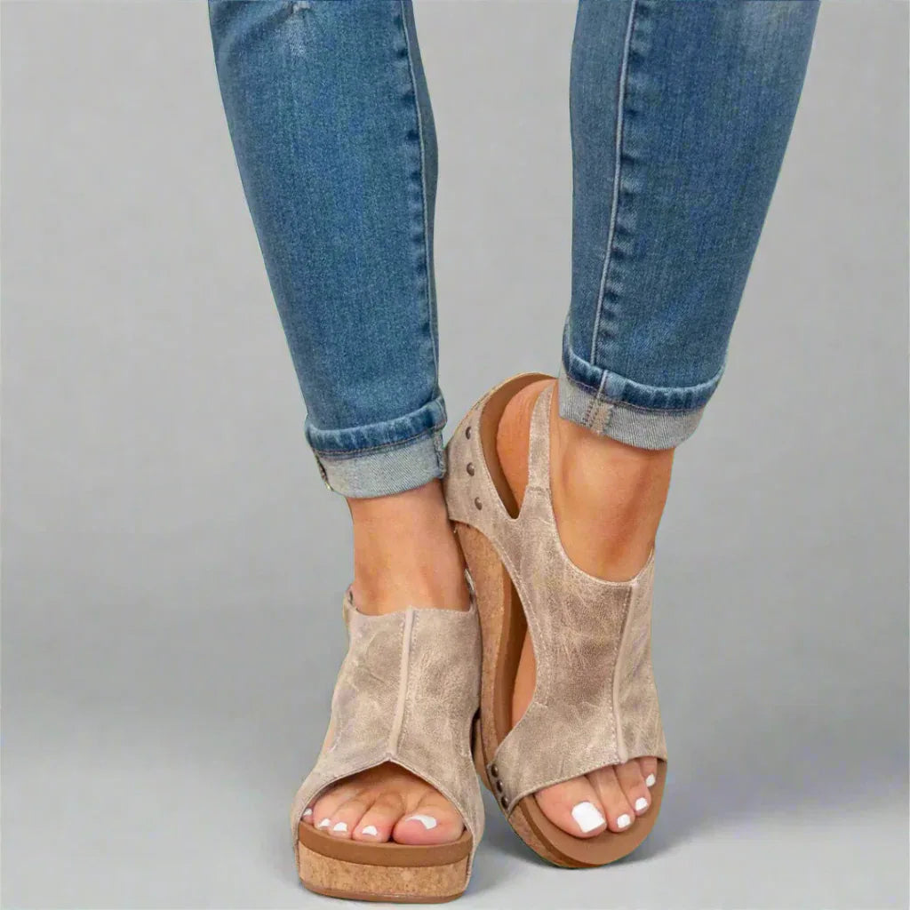 LUARYA™ - Everyday Comfort Cork Wedge Sandals - MABEL LONDON