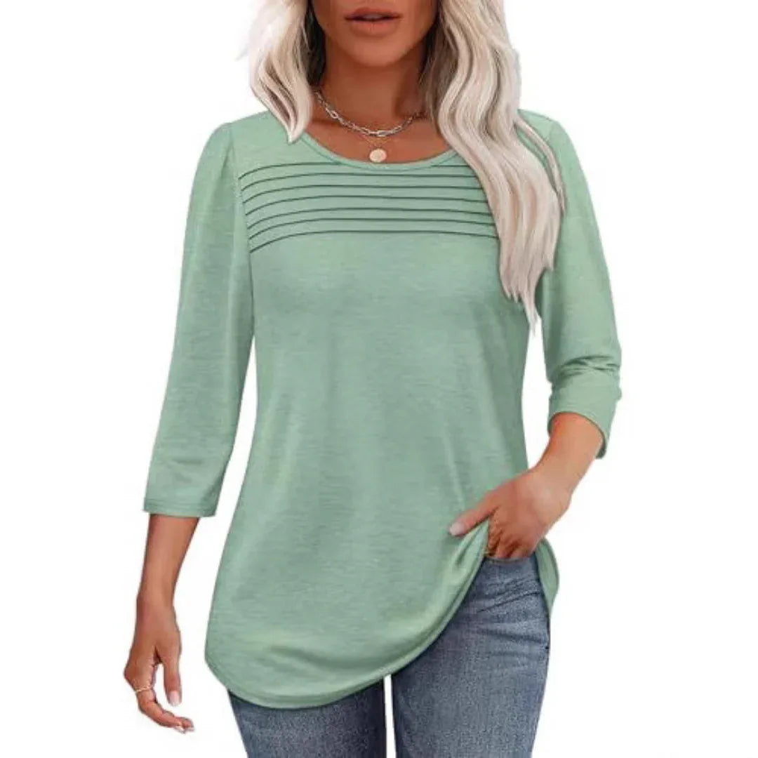 TESSARA™ – Casual Pleated Front Spring Top - MABEL LONDON