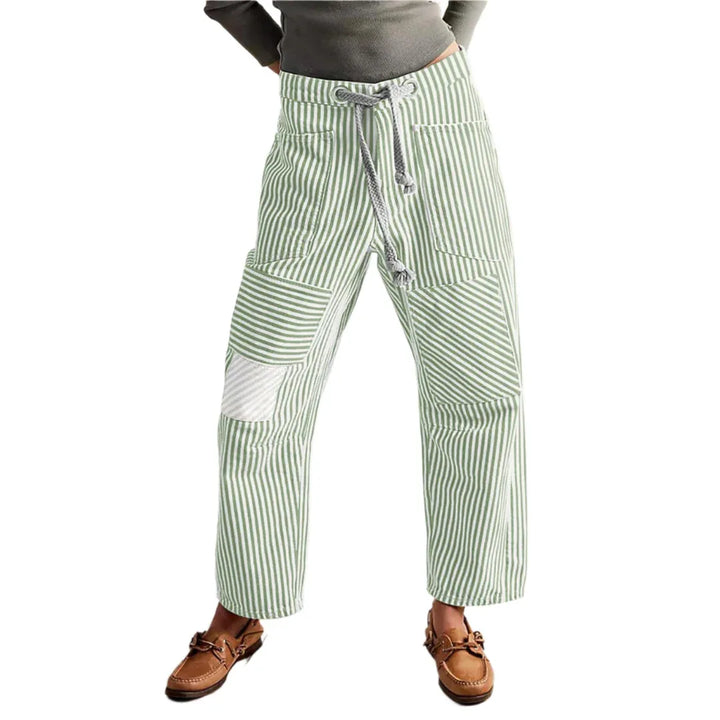 PERLAH™ – Chic Stripe Drawstring Wide-Leg Pants - MABEL LONDON