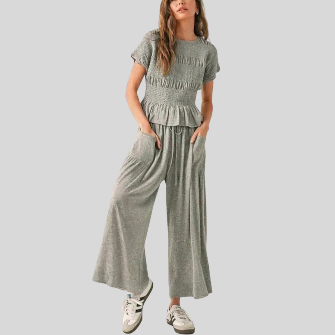 HEATH™ - Casual Top and Wide-Leg Pants Lounge Set - MABEL LONDON