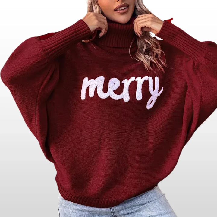 EMMIE™ - Loose-Fit Knit Sweater with Batwing Sleeves - MABEL LONDON