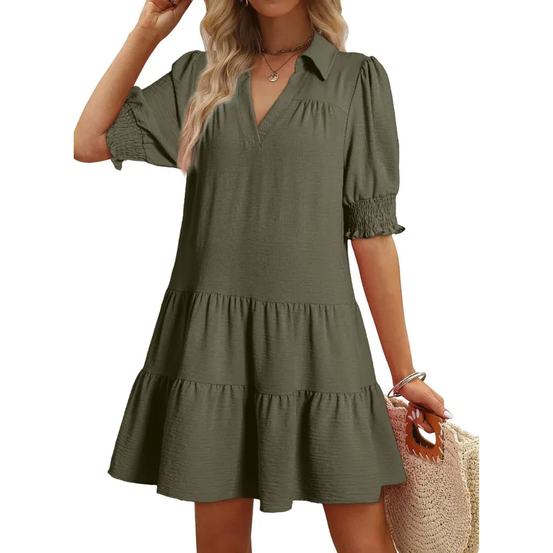 ELSIE™ - Effortless Summer V-Neck Dress - MABEL LONDON