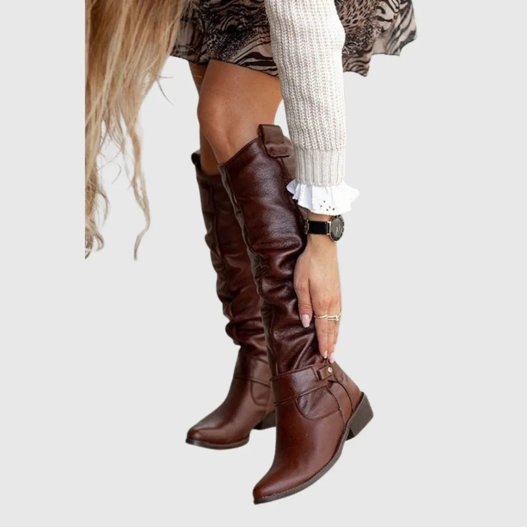 Noriel | Elegant Knee-High Leather Boots - MABEL LONDON