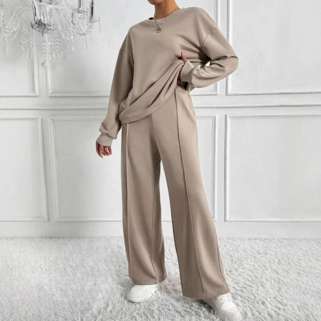 TINIDOR™ - Casual Long Sleeve Sweatshirt and High Waist Pants Set - MABEL LONDON