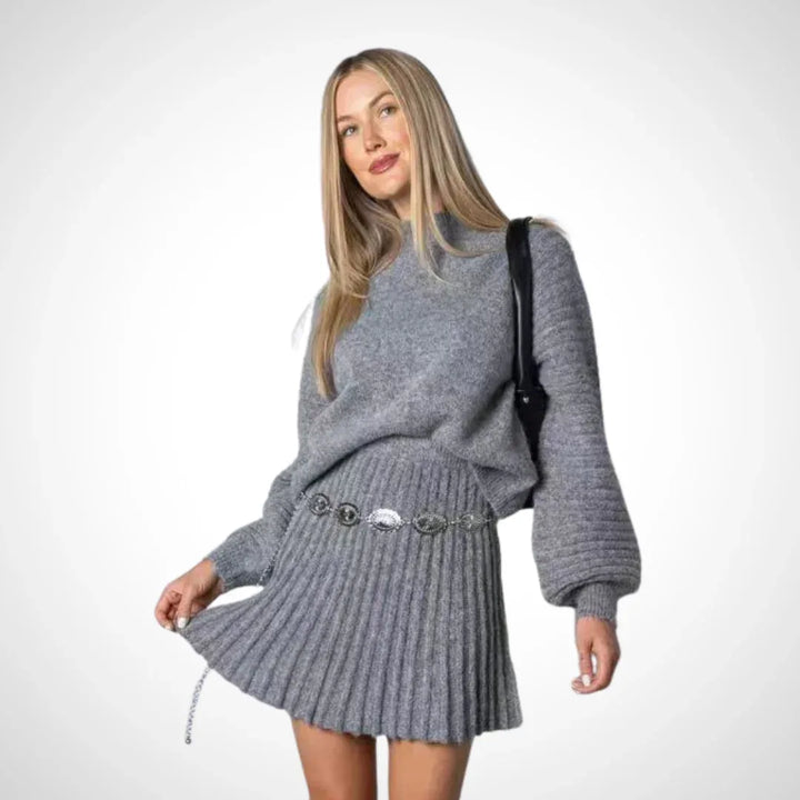 LOUISA™ - Elegant Ribbed Knit Two-Piece Fall Outfit - MABEL LONDON