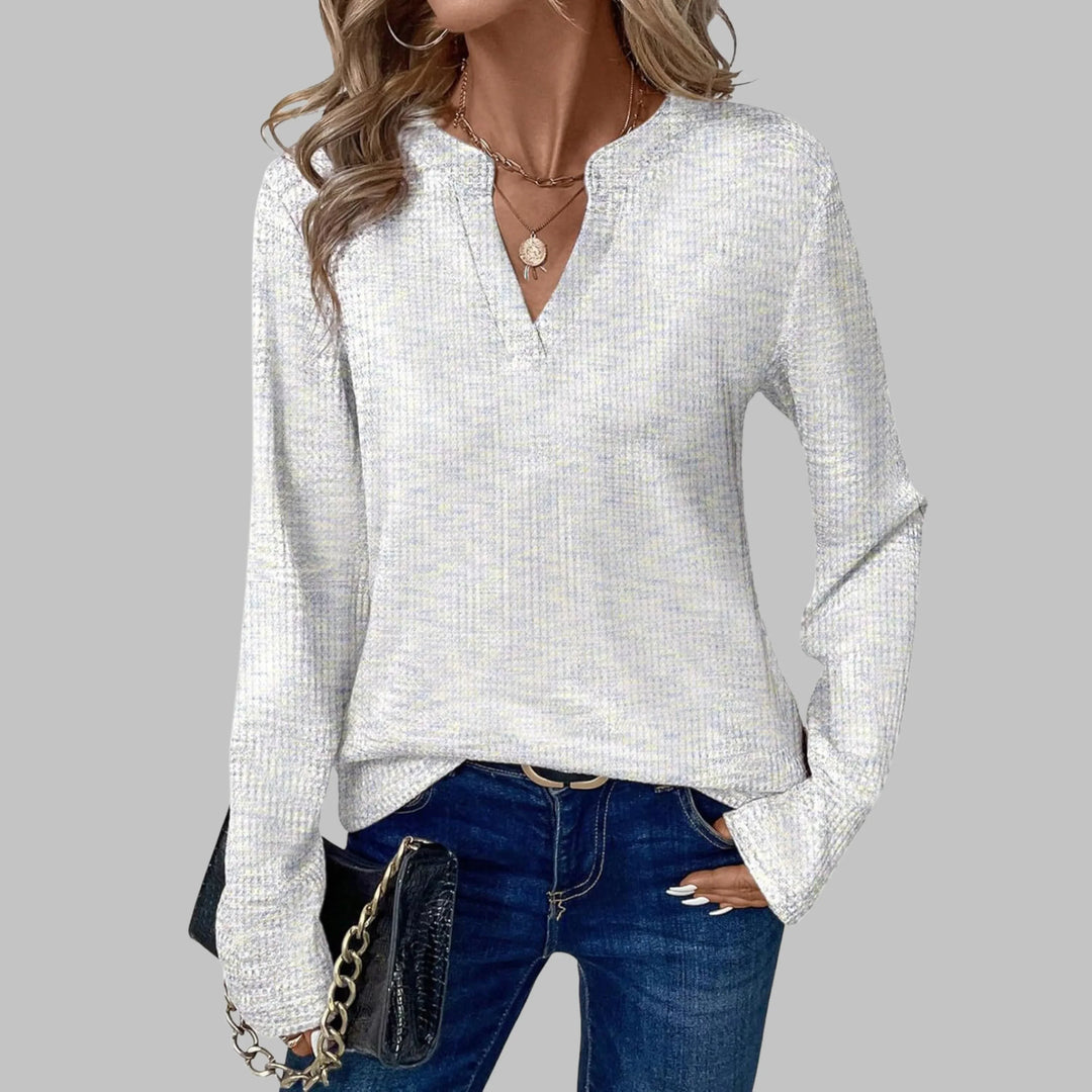SHUKA™ - Cozy V-Neck Long Sleeve Blouse - MABEL LONDON