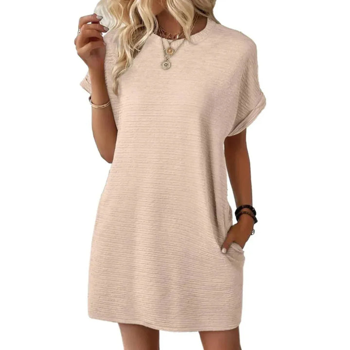 EVASHA™ – Casual Minimalist Round Neck Summer Dress - MABEL LONDON