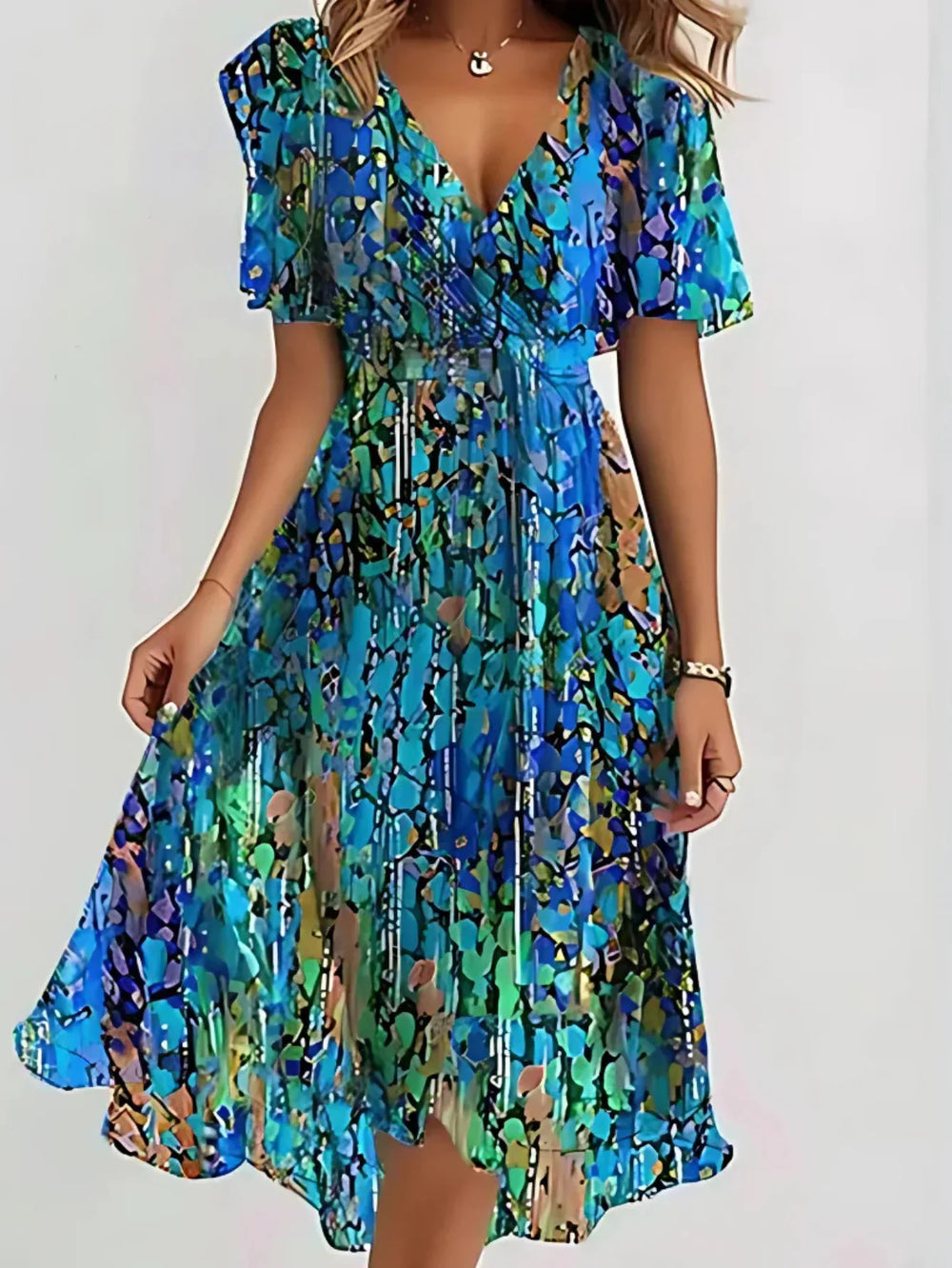 LAVINA™ – Vibrant Boho Midi Dress - MABEL LONDON