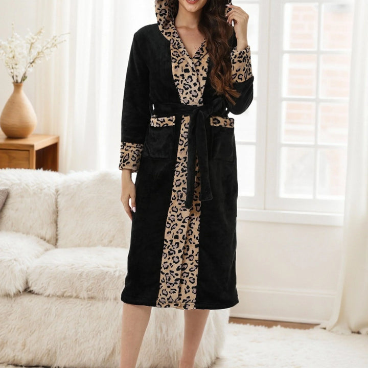 ISLA™ - Cozy Leopard Long Sleeve Bathrobe - MABEL LONDON