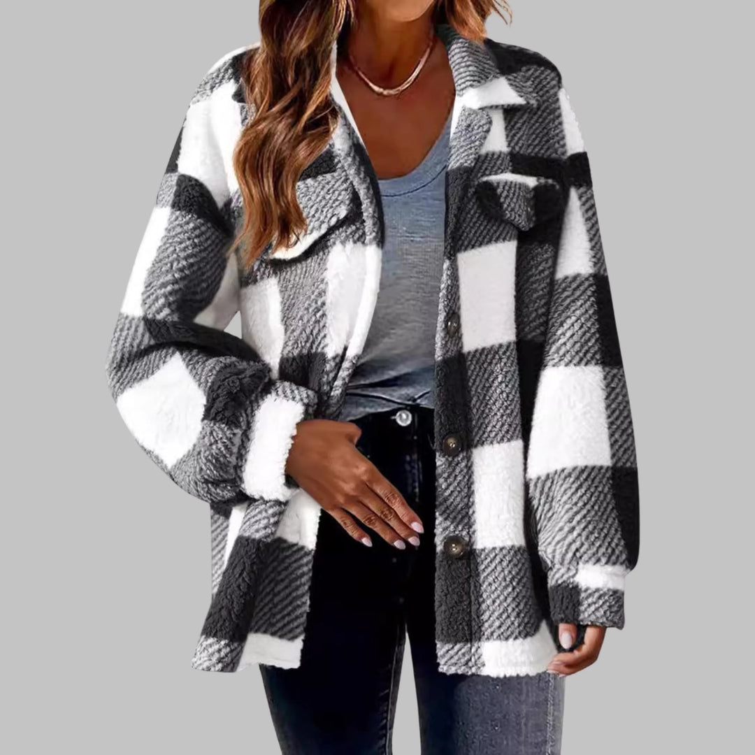 ERMI™ - Casual Plaid Button Down Long Sleeve Jacket - MABEL LONDON