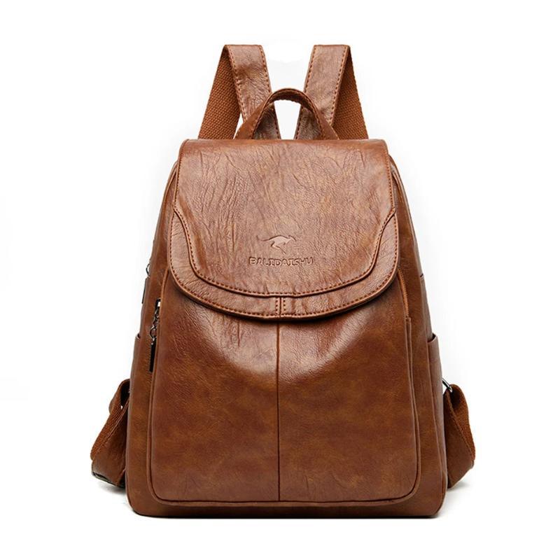 Phoebe | Secure Leather Backpack - MABEL LONDON