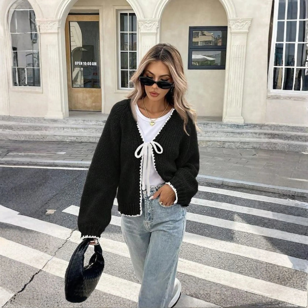 MORIAH™ - Comfy Front-Tie Long Sleeve Cardigan - MABEL LONDON