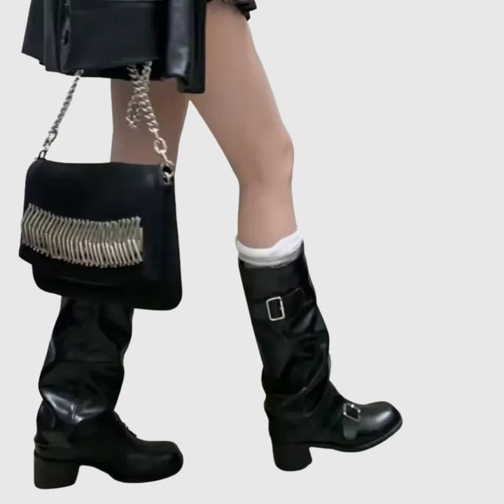 Isoldeia | Platform Leather Boots with Straps - MABEL LONDON