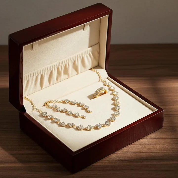 Valerine | High-End Sparkle Flower Jewelry Set - MABEL LONDON