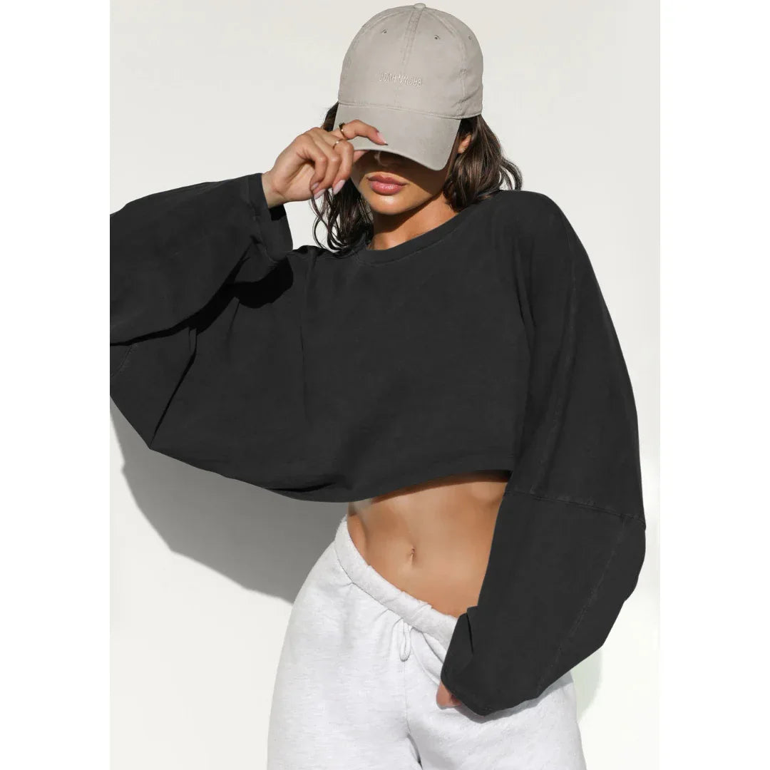 SKYE™ - Casual Cropped Pullover Sweatshirt - MABEL LONDON