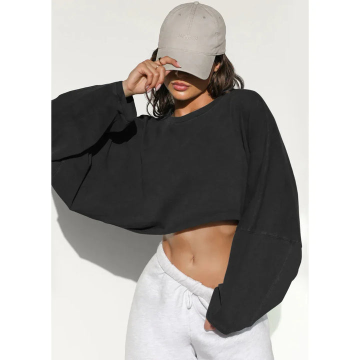 SKYE™ - Casual Cropped Pullover Sweatshirt - MABEL LONDON