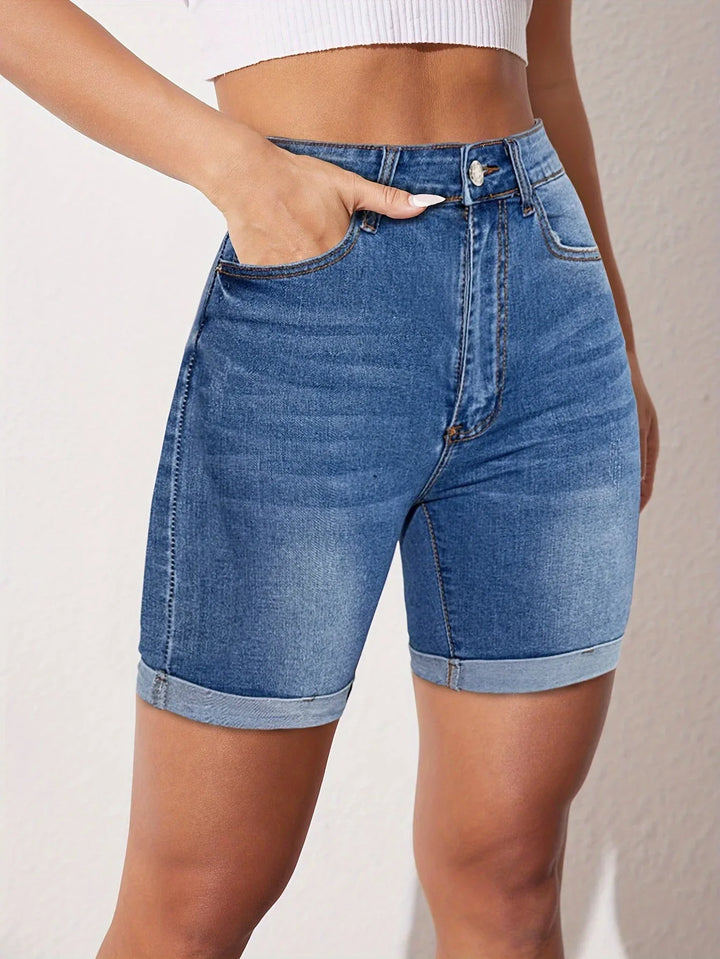 RAPHAELLE™ - Stretch-Fit Bermuda Jean Short - MABEL LONDON