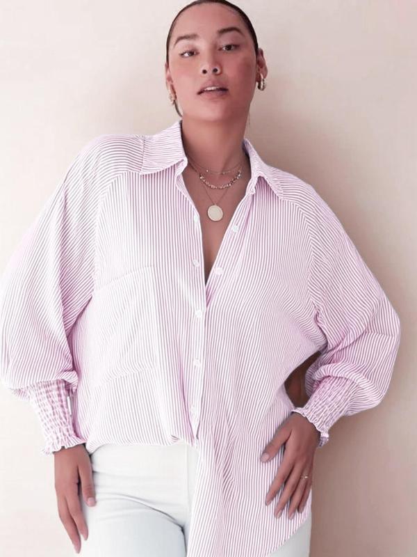 LIGAYA™ – Flowy Plus Size Casual Button-Up Top - MABEL LONDON