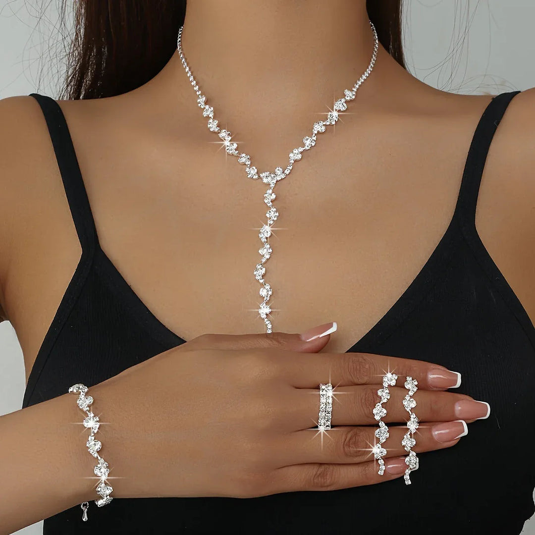 Valerine | High-End Sparkle Flower Jewelry Set - MABEL LONDON