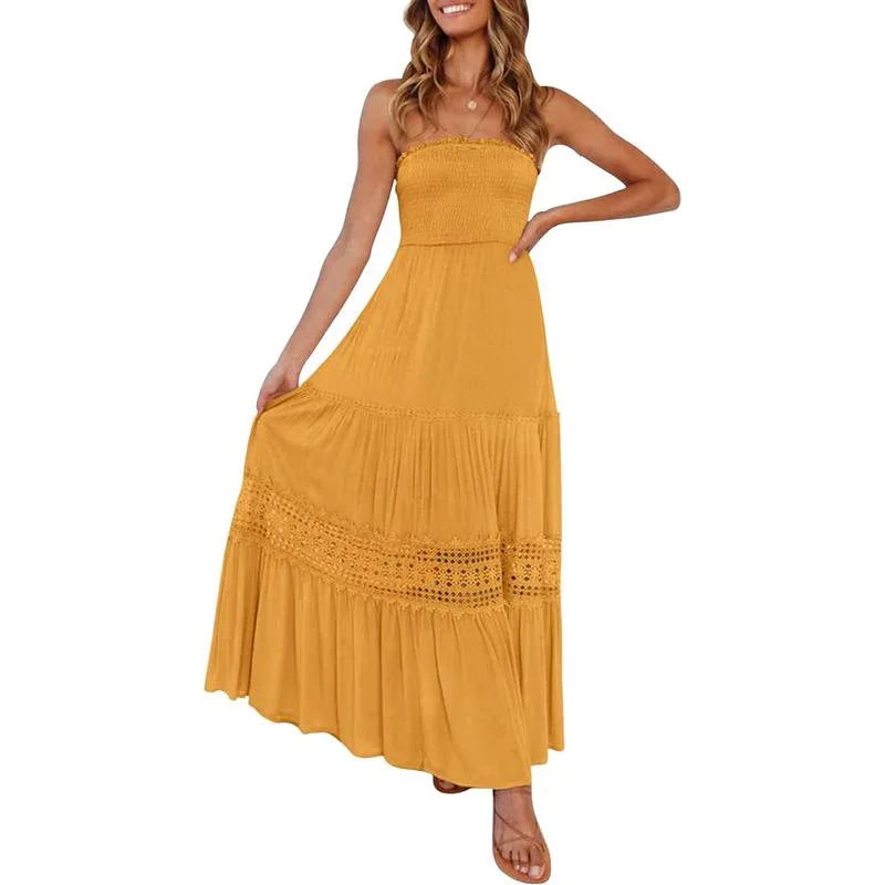 ARIETTA™ – Simple Comfy Sleeveless Tube Summer Maxi Dress - MABEL LONDON