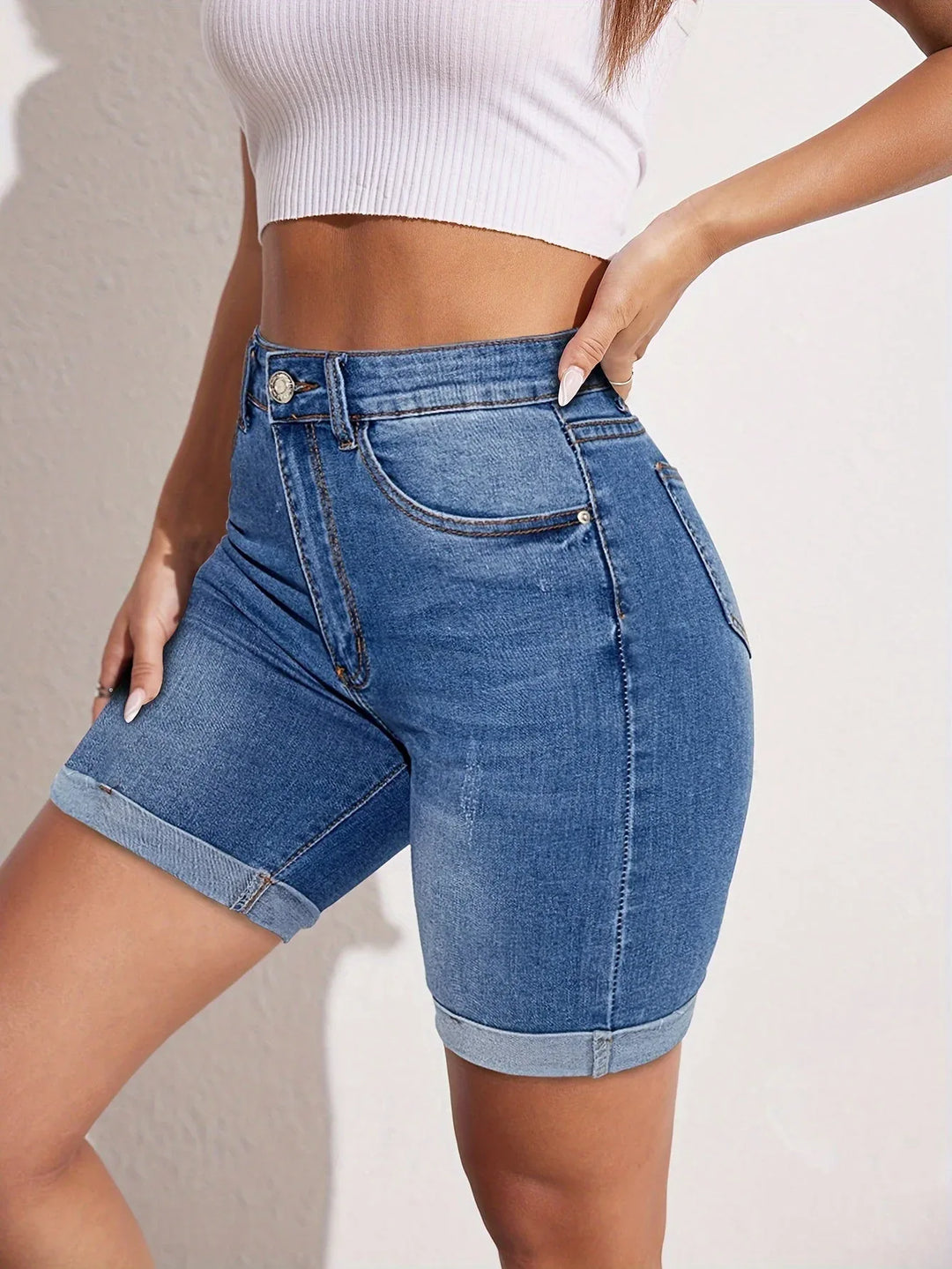 RAPHAELLE™ - Stretch-Fit Bermuda Jean Short - MABEL LONDON