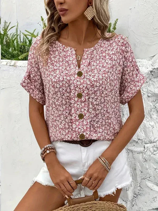 Altaira | Floral Button-Up Blouse - MABEL LONDON