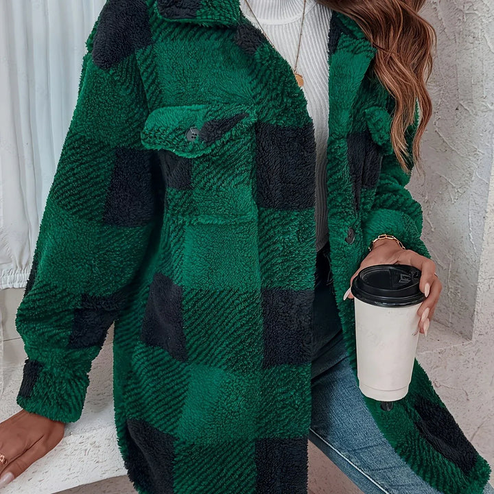 Lina – Cozy Plaid Knit Jacket - MABEL LONDON