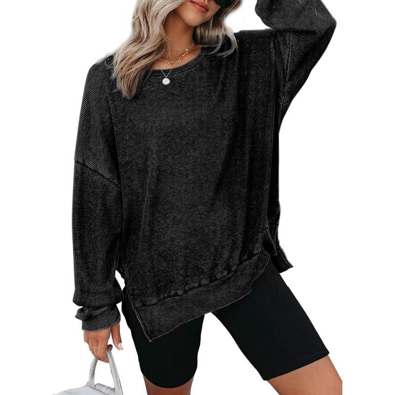 THALIENE™ - Casual Oversized Crewneck Long Sleeve Sweatshirt - MABEL LONDON