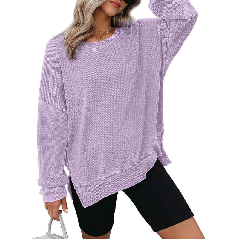 THALIENE™ - Casual Oversized Crewneck Long Sleeve Sweatshirt - MABEL LONDON