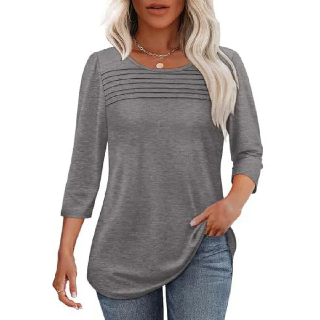 TESSARA™ – Casual Pleated Front Spring Top - MABEL LONDON