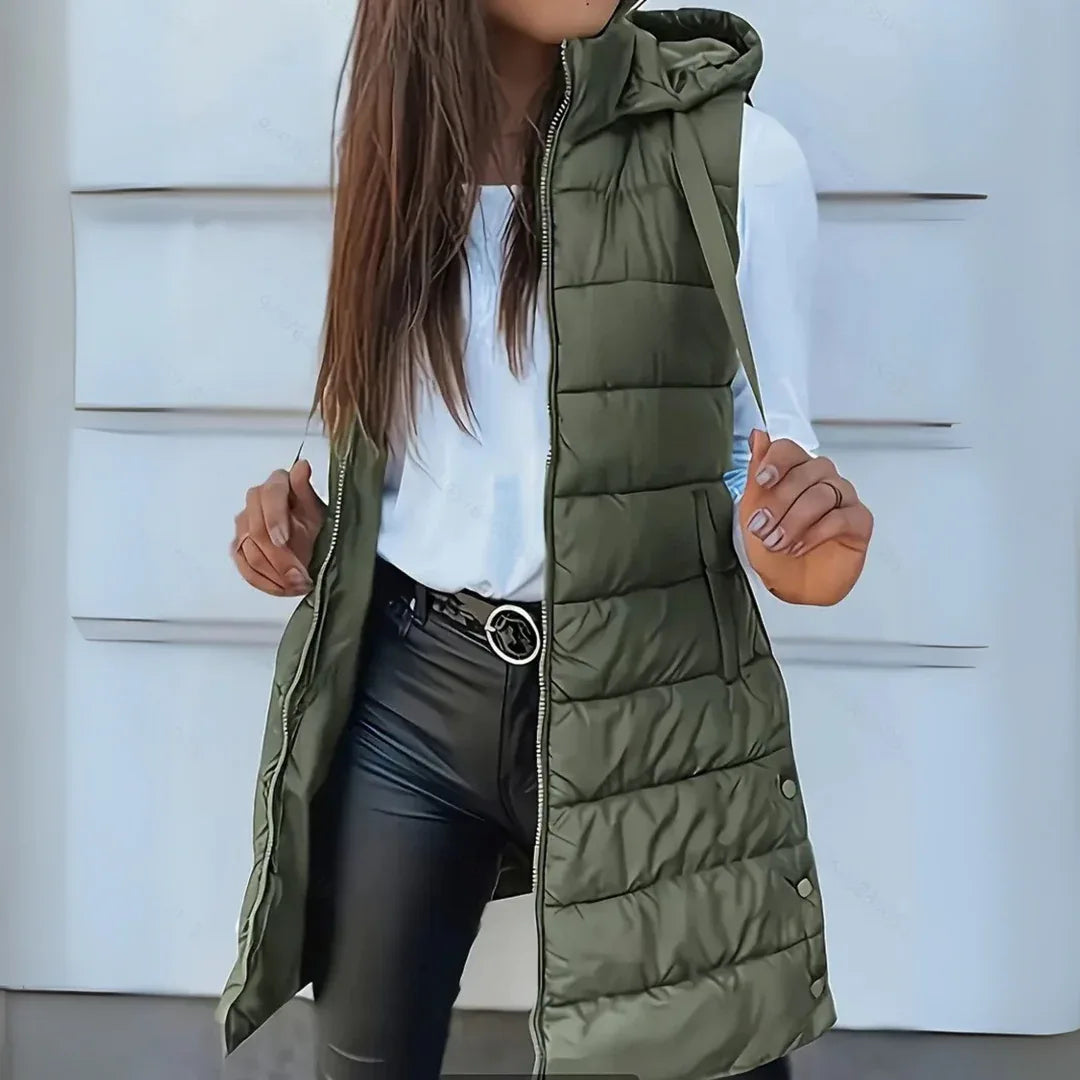 Eirlys | Casual Sleeveless Hooded Puffer Vest - MABEL LONDON
