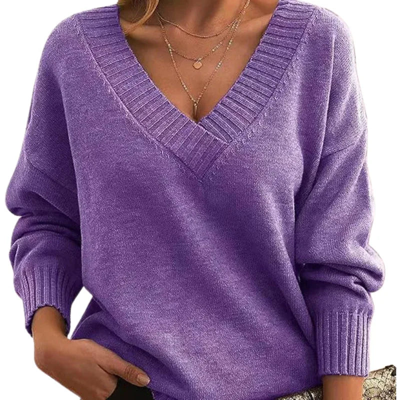 LILLIAN™ - Lightweight V-Neck Sweater - MABEL LONDON
