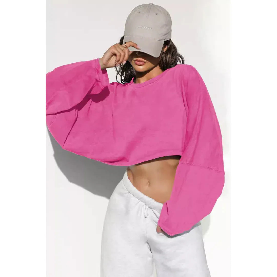 SKYE™ - Casual Cropped Pullover Sweatshirt - MABEL LONDON