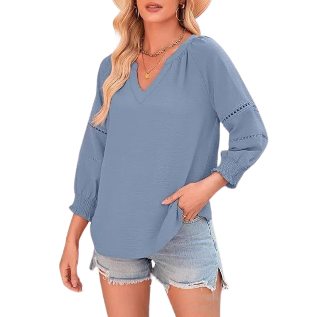 GIANNA™ - Casual Elegant Lantern Sleeve Summer Blouse - MABEL LONDON