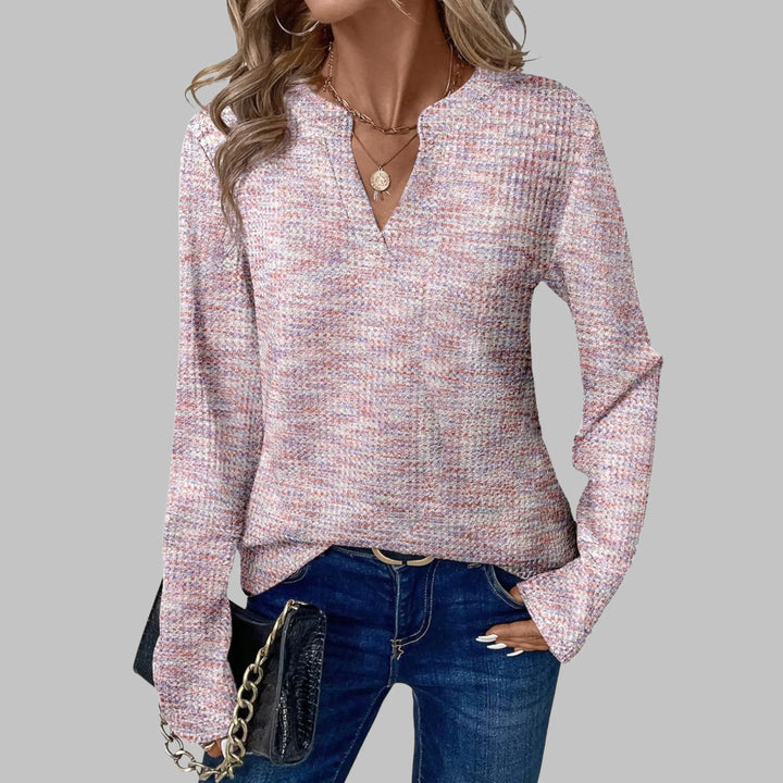 SHUKA™ - Cozy V-Neck Long Sleeve Blouse - MABEL LONDON