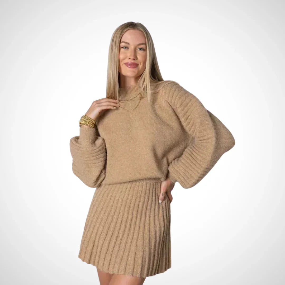 LOUISA™ - Elegant Ribbed Knit Two-Piece Fall Outfit - MABEL LONDON