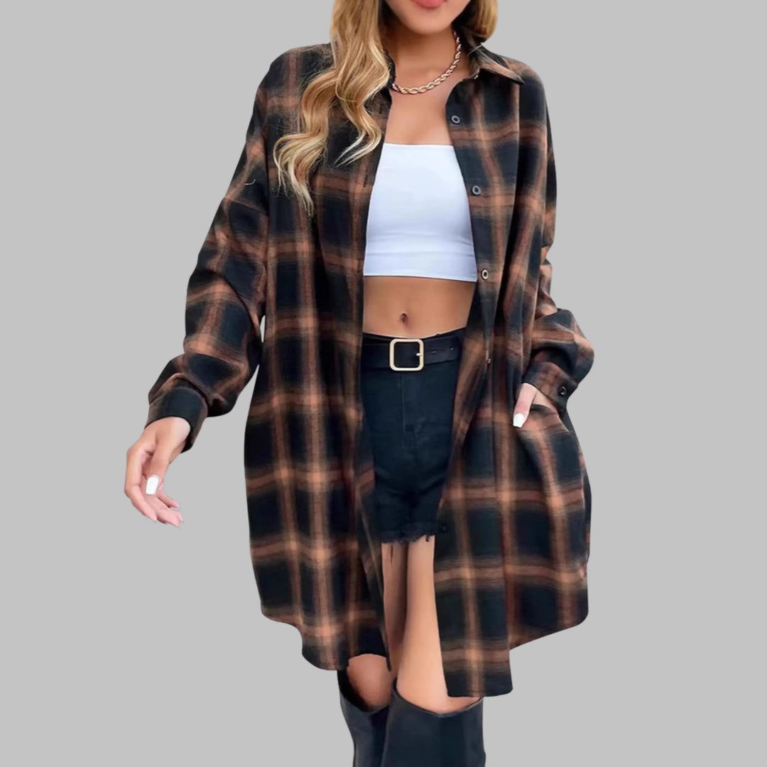 PALOMA™ - Classy Button Down Plaid Long-Sleeve Jacket - MABEL LONDON