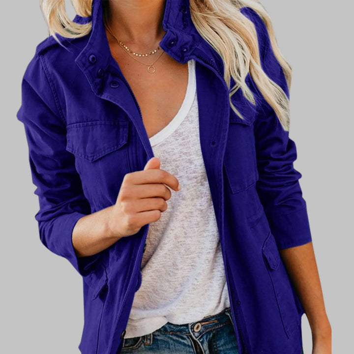 OLGA™ - Vintage Zip Up Button Military Jacket - MABEL LONDON