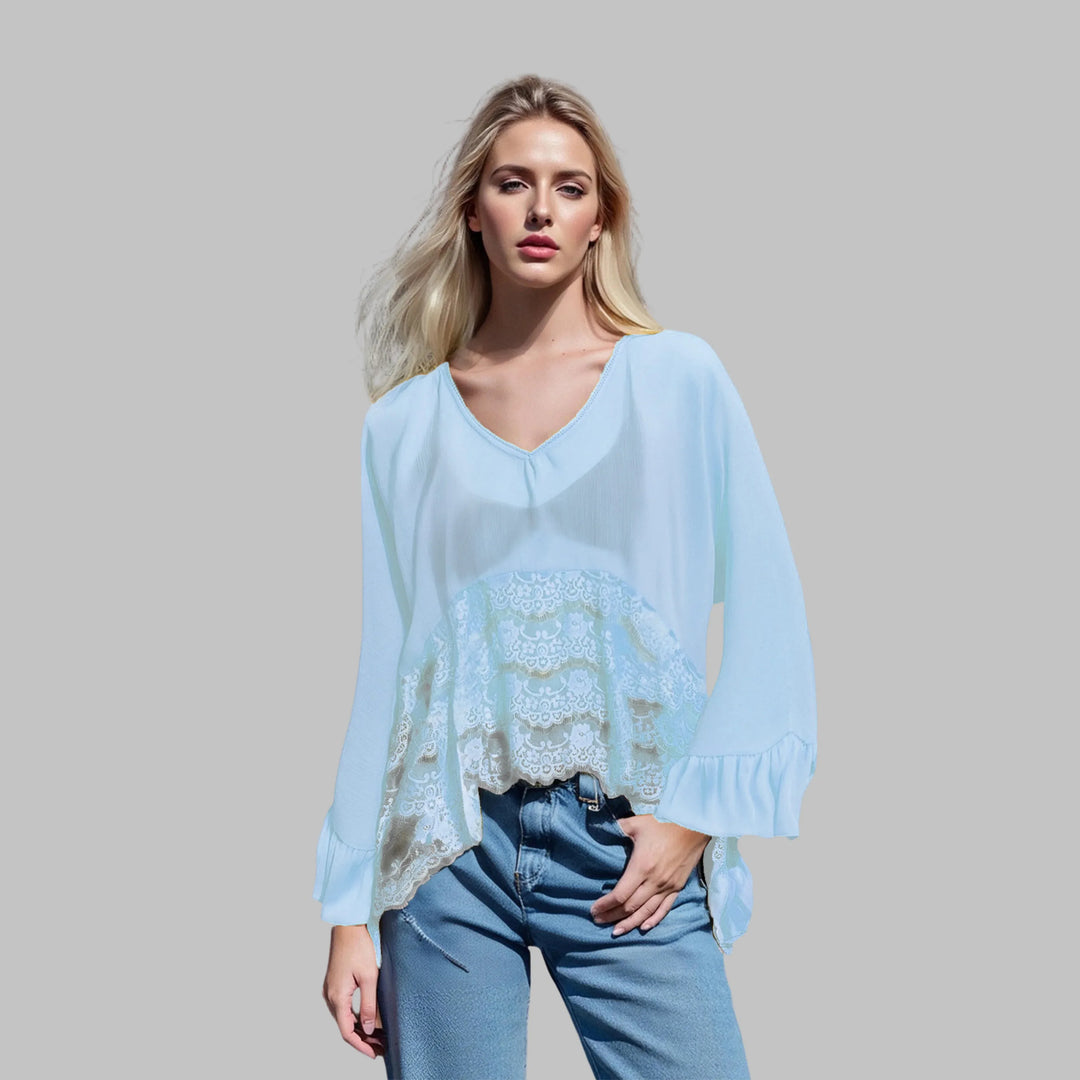 LEONA™ - Classy V-Neck Batwing Sleeve Cover-Up Top - MABEL LONDON