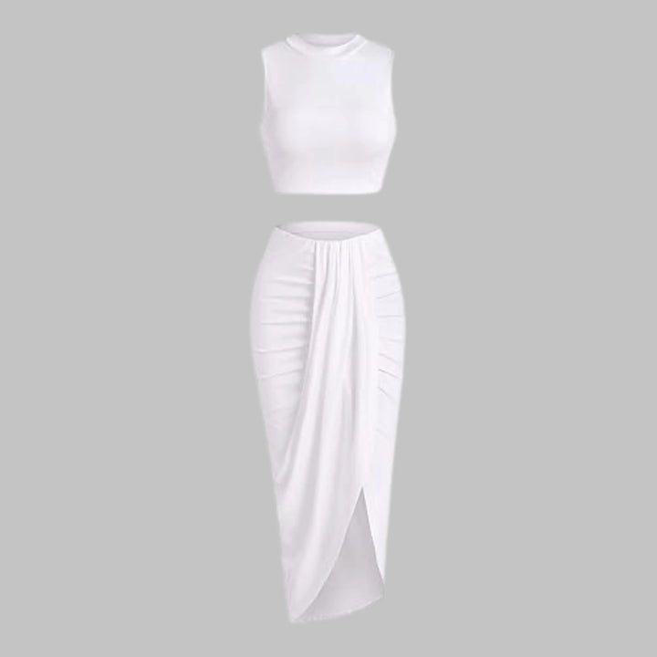 MANUELA™ - Elegant Pleated Slit Long Skirt Set - MABEL LONDON