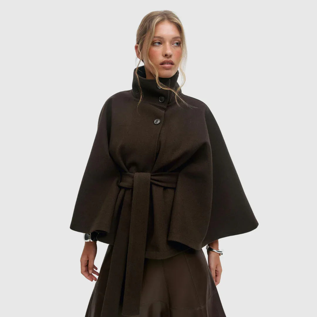 Rhoslyn | Belted Cape Jacket - MABEL LONDON