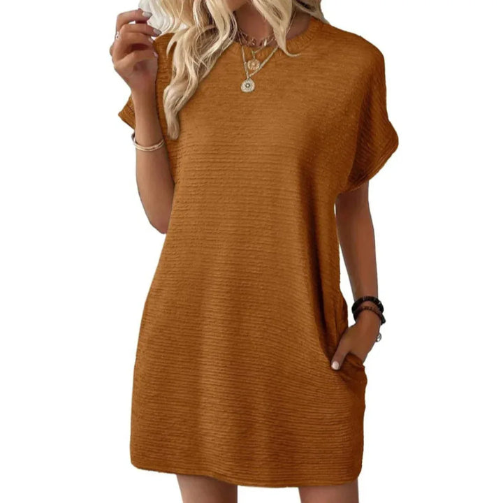 EVASHA™ – Casual Minimalist Round Neck Summer Dress - MABEL LONDON