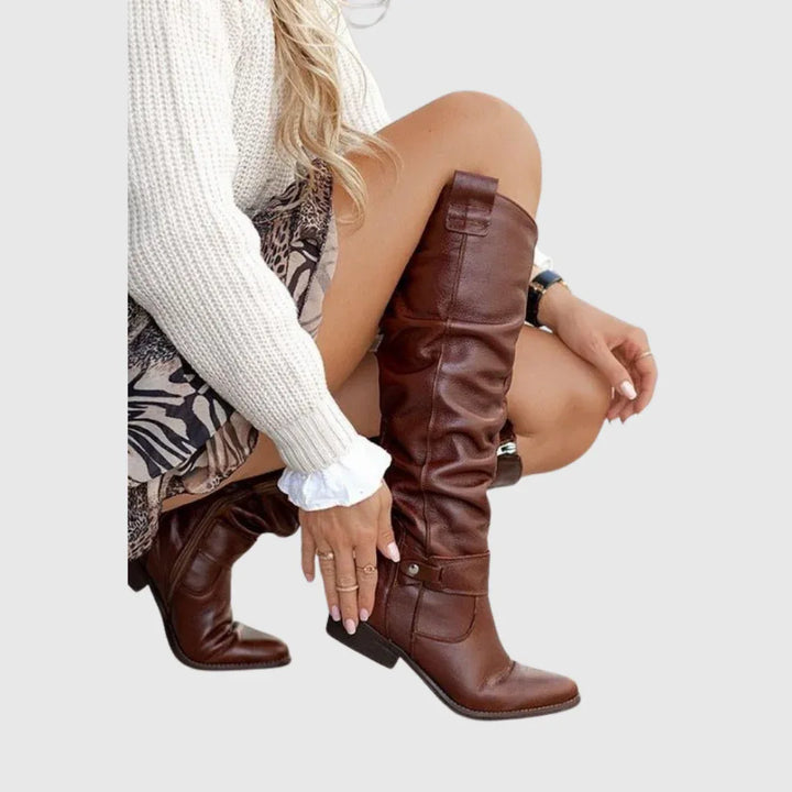 Noriel | Elegant Knee-High Leather Boots - MABEL LONDON