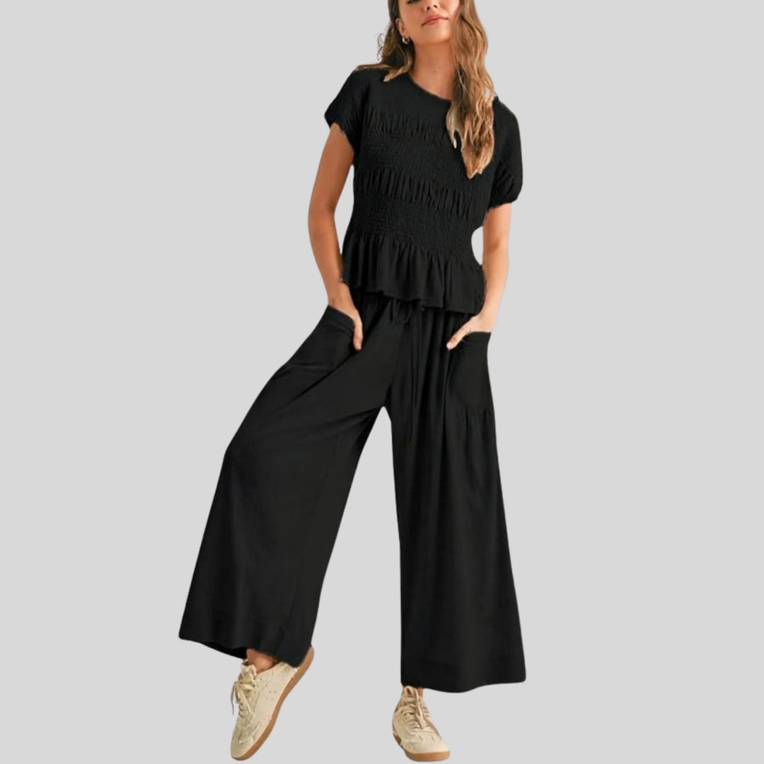 HEATH™ - Casual Top and Wide-Leg Pants Lounge Set - MABEL LONDON