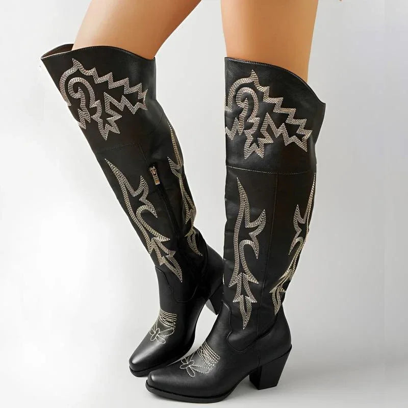 CHEYENNE™ – Classic Over-the-Knee Cowboy Boots - MABEL LONDON
