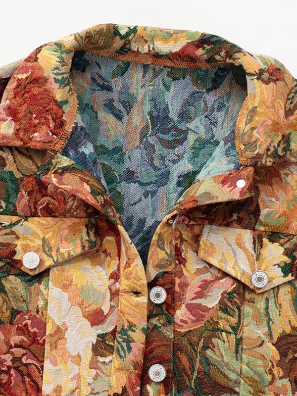 SIDA™ - Chic Floral Print Crop Long Sleeve Jacket - MABEL LONDON